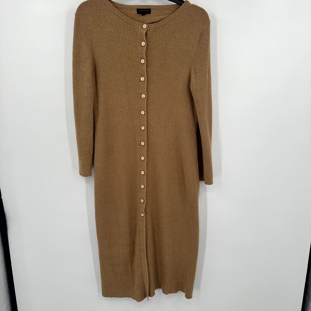Current‎ air Los Angeles Sweater Dress Women's PS Brown Ribbed Knit Button Front